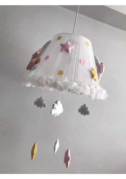 Rüya Gibi Çocuk Odası Avizesi, Ay, Ayıcık, Balon ve Yıldız Detaylarıyla Renkli ve Şık
