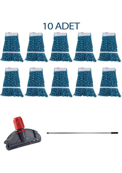 Çift Kovalı Temizlik Arabası Seti, 10 Adet Yedek Mop ve Dar Mop Tutucu fiyatları