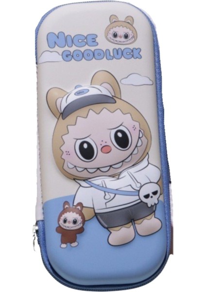 Mavi Bej Labubu Kalem Kutusu