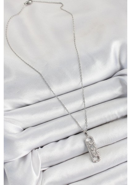 316L Çelik Zirkon Taşlı Messika Model Gümüş Renk Kadın Kolye fiyatları