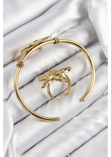 Pirinç Deniz Yıldızı Model Gold Renk Bileklik Yüzük Set fiyatları