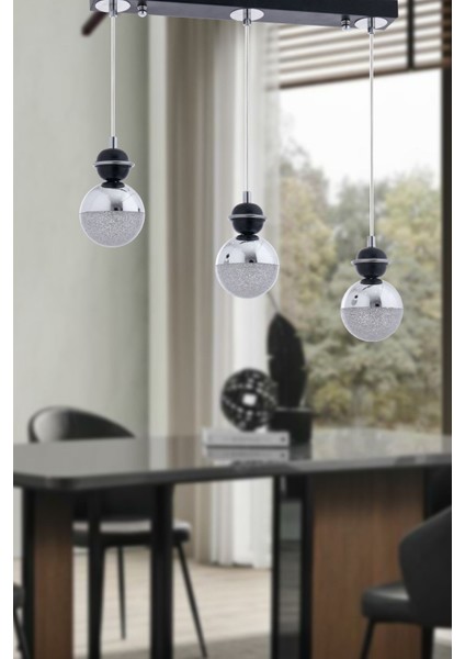 3'lü Renkli LED Işıklandırmalı Modern Yemek Masası, Mutfak ve Salon Için Şık Tasarım