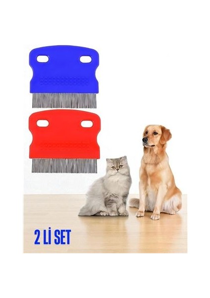 Modacar Kedi Köpek Bit Pire Tarağı Metal Uçlu Bit Tarağı 2 Adet Set