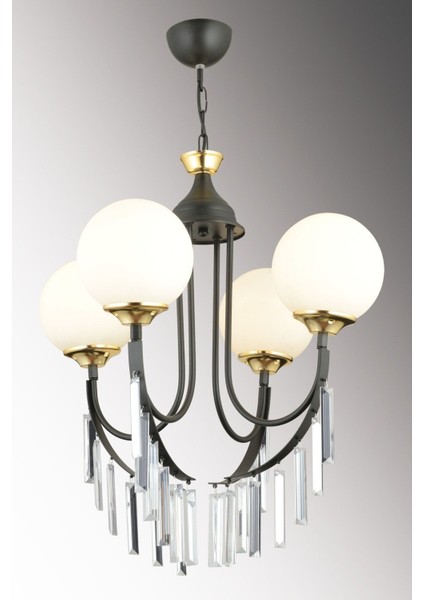 4'lü Beyaz Glop Camlı Lüks Yukarı Bakan Kristal Avize modelleri