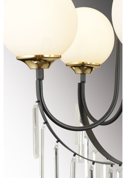 4'lü Beyaz Glop Camlı Lüks Yukarı Bakan Kristal Avize