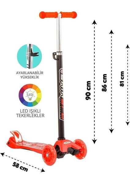 Torutoys Kırmızı Twist Işıklı Scooter Kırmızı