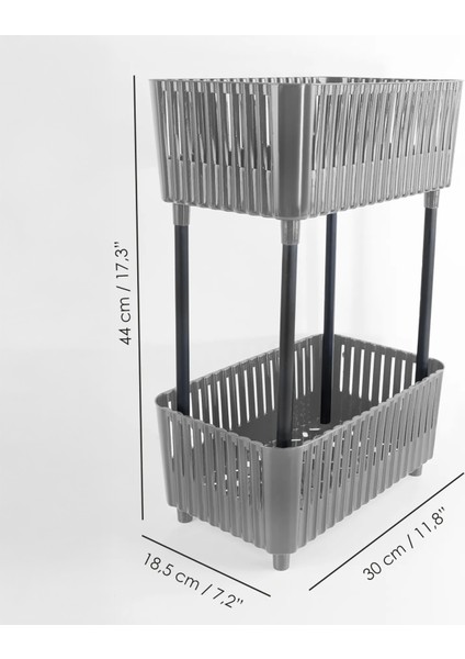 2 Katlı Düzenleyici Mutfak Banyo Rafı - Tezgah Altı Evye Altı Dolap Organizer Deterjanlık Gri indirimleri