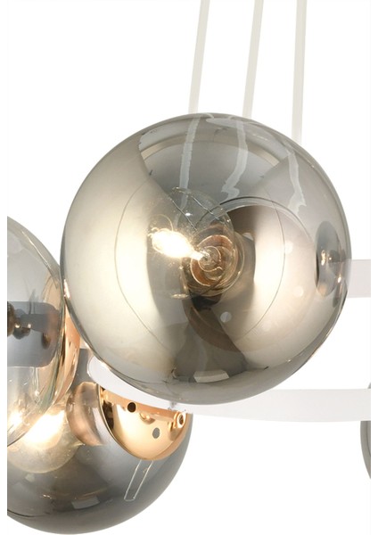 Şık 6'lı Füme Glop Camlı Modern Avize, Ev ve Ofis Dekorasyonu Için Ideal