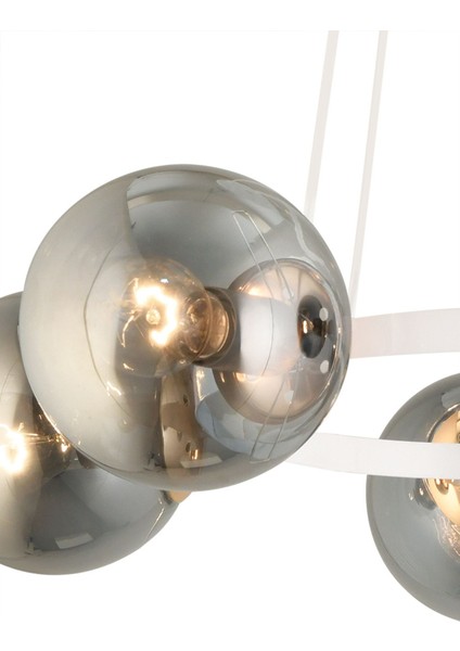 Şık 6'lı Füme Glop Camlı Modern Avize, Ev ve Ofis Dekorasyonu Için Ideal