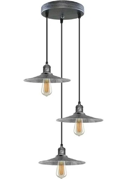 Gümüş Renkli Retro Metal Sarkıt Avize, 30 cm Taban Çapı, Rustik ve Vintage Tarz fiyatları
