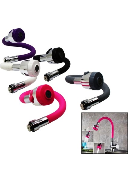 Topaç Silikon Renkli Kubar Yaylı Boru Mutfak Batarya Ucu Poşetli (5047)