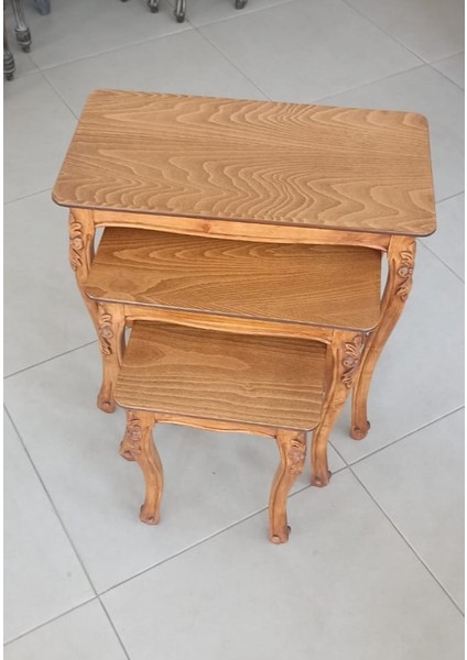 Zigon Sehpa Takım Eskitme Royal Serisi Ağaç Üretim (Italya Boya) Üçlü Set fırsatları