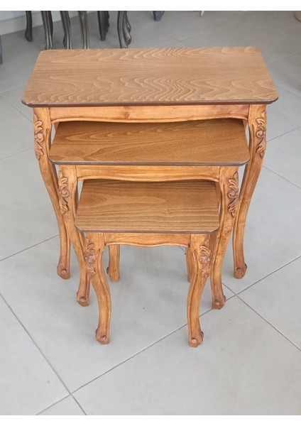 Zigon Sehpa Takım Eskitme Royal Serisi Ağaç Üretim (Italya Boya) Üçlü Set indirimleri