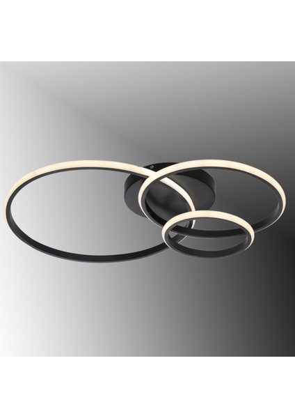 3 Halkalı Mat Siyah Plofonyer Sarı Işık LED Avize, Şık ve Modern Aydınlatma Seçeneği modelleri