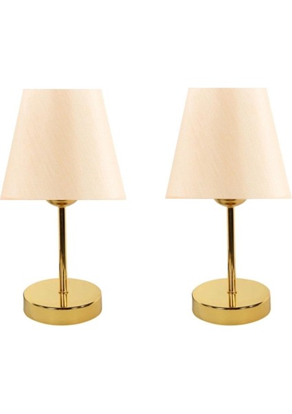 Şık Beyaz Konik Abajur ile Masa Lambası, 2’li Set, Gold Kaplama, Modern Tasarım fiyatları