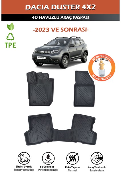 Havuzlu 4d Siyah Paspas Takımı,dacia-Duster 4x2 2023 ve Sonrası 4d Havuzlu Paspas Hediye Araç Kokusu