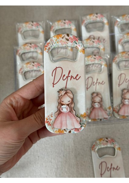 3 Boyutlu Kabartmalı Yeni Doğan Mevlit Hediyelik Bebek Açacak Magnet-Pembe Prenses Kız-20 Adet
