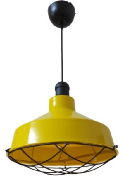 Şık Sarı Metal Kafesli Dekoratif Avize, 30 cm