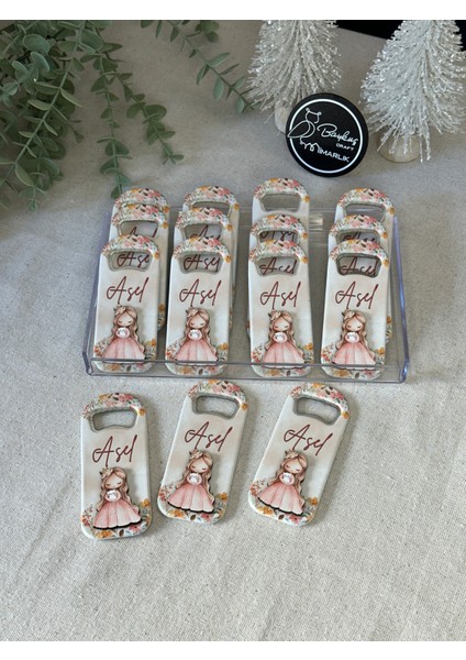 3 Boyutlu Kabartmalı Yeni Doğan Mevlit Hediyelik Bebek Açacak Magnet-Pembe Prenses Kız-20 Adet