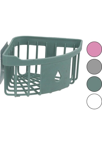 Üçgen Köşelik Banyo - Mutfak Organizeri Renkli Plastik Yapışkanlı Montaj (5047)