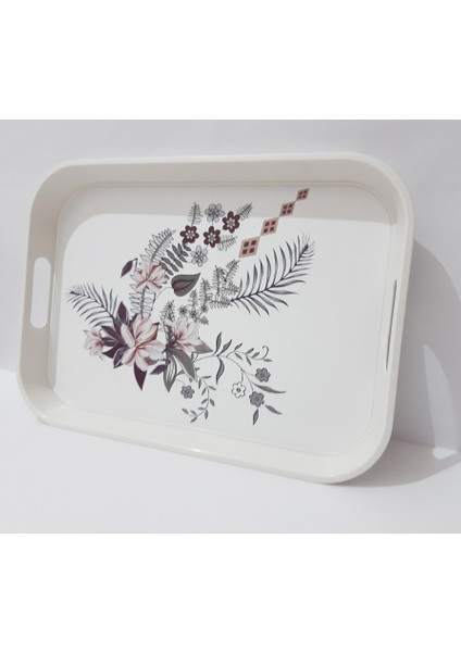 Çay Tepsi 34X24X3.5 cm Desenli Plastik Dikdörtgen Çay Kahve Tepsisi Sunum Tepsi fiyatları