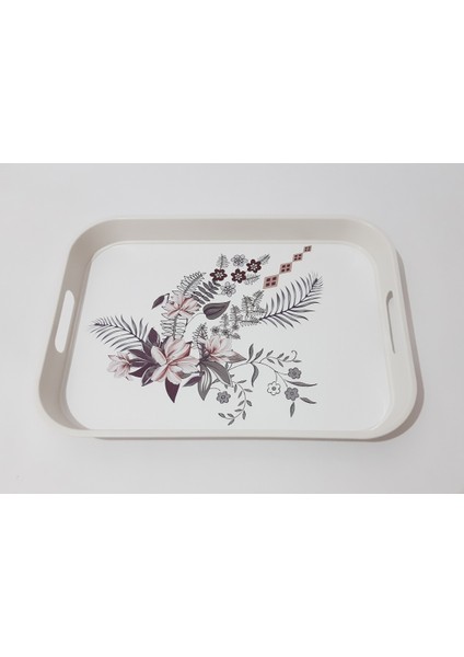 Çay Tepsi 34X24X3.5 cm Desenli Plastik Dikdörtgen Çay Kahve Tepsisi Sunum Tepsi fırsatları