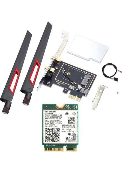 Intel BE200 Wi-Fi 7 PCIe Ağ Kartı (Tri-Band 2.4/5/6 GHz, 5.8 Gbps) + Bluetooth 5.4, 2×10 dBi Anten [AMD uyumlu değildir] fiyatları