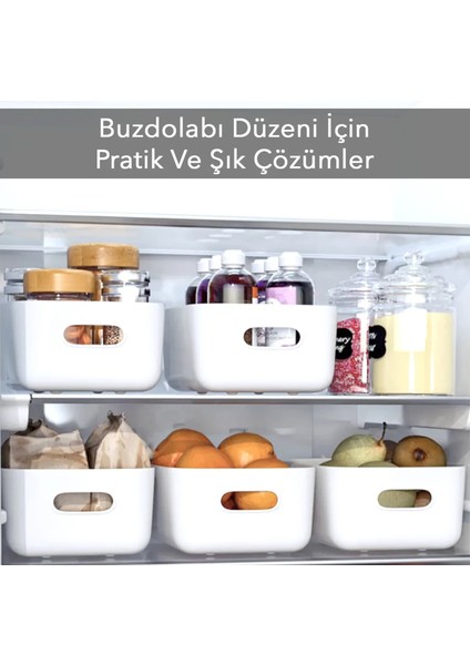 6'lı Buzdolabı Dolap Içi Düzenleyici Organizer Saklama Kabı Beyaz 6 x 4 Litre fiyatları