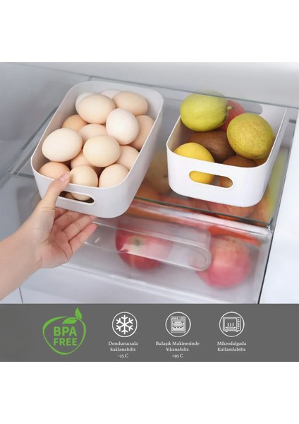6'lı Buzdolabı Dolap Içi Düzenleyici Organizer Saklama Kabı Beyaz 6 x 4 Litre modelleri