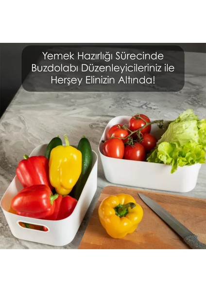 6'lı Buzdolabı Dolap Içi Düzenleyici Organizer Saklama Kabı Beyaz 6 x 4 Litre fırsatları