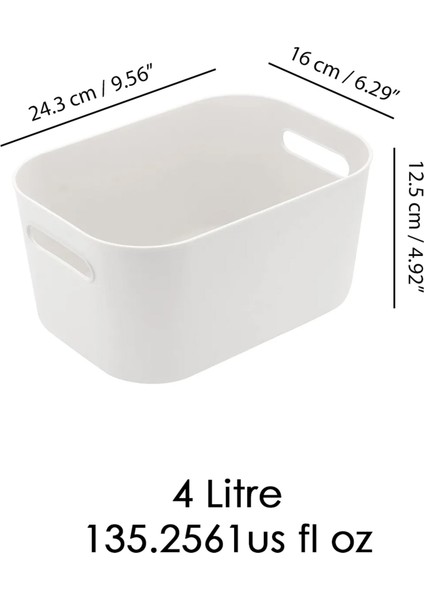 6'lı Buzdolabı Dolap Içi Düzenleyici Organizer Saklama Kabı Beyaz 6 x 4 Litre