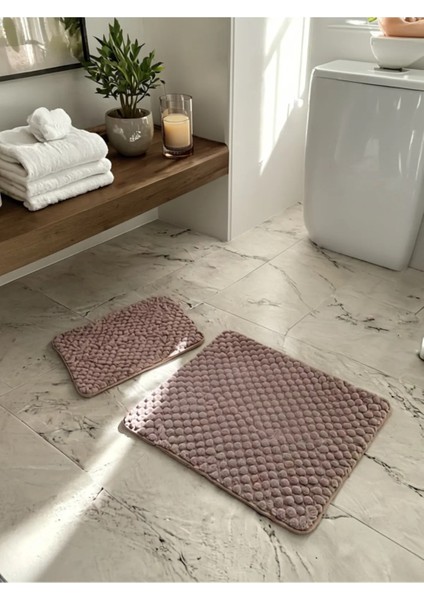 Home 2'li Toz Pembe Banyo Paspas Takımı – Klozet Takımı (Kaymaz Tabanlı), 40X50 & 50X90 cm fiyatları