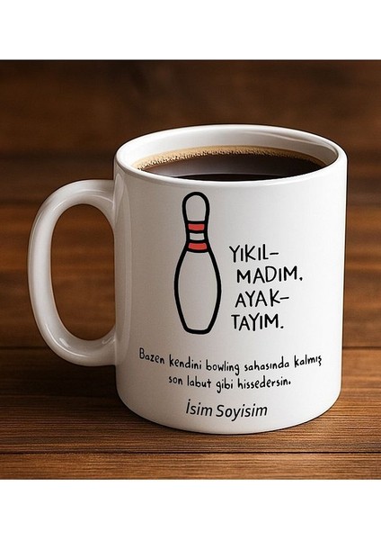 Komik - Esprili Kupa Bardak Yıkılmadım Ayaktayım Tasarımlı Komik Kupa Bardak