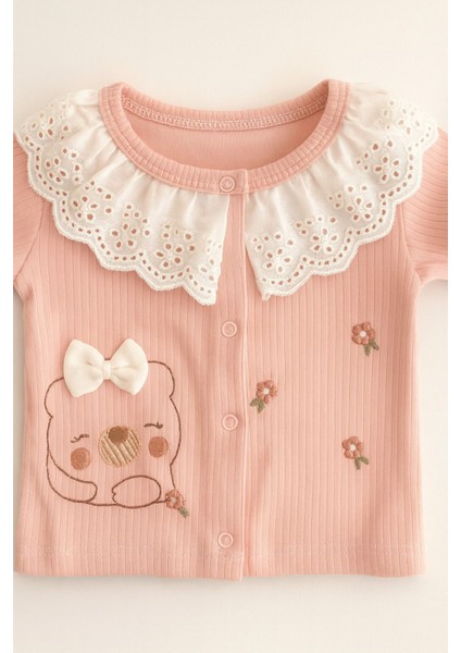 5 Parça Kız Bebek Çıkış Seti – Dantel Yaka & Fiyonklu modelleri