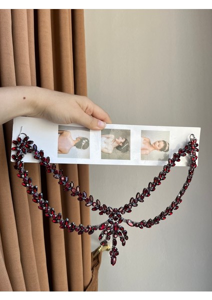 D20 Bordo Alınlık, Kına Gecesi Alınlık, Gelin Saç Aksesuarı, Taşlı Bordo Saç Süsü, Bindallı Aksesuarı, Bordo Kaftan Takısı, Gelin Tacı Bordo, Geleneksel Kına Aksesuarı, Kına Baş Süsü Bordo fiyatları