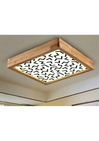 Ahşap Çerçeveli 30X30 cm Tavan LED Aydınlatma, Şık ve Modern Tasarım