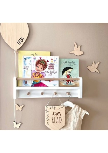 80*1cm Çocuk Odası Montessori Askılık Raf, Kitaplık, Banyo, Antre Hol, Giriş Askılık, Mutfak Gereçleri
