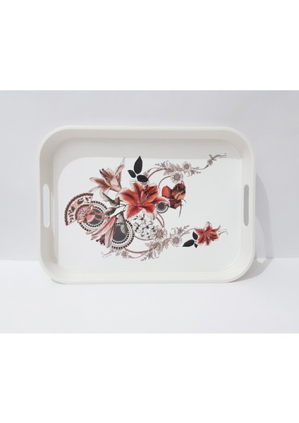 Çay Tepsi 34X24X3.5 cm Desenli Plastik Dikdörtgen Çay Kahve Tepsisi Sunum Tepsi modelleri