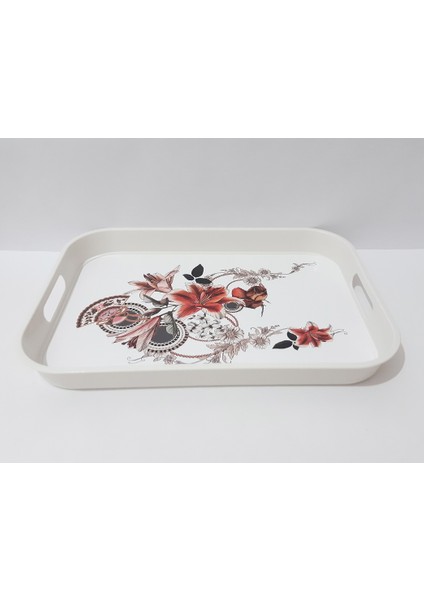 Çay Tepsi 34X24X3.5 cm Desenli Plastik Dikdörtgen Çay Kahve Tepsisi Sunum Tepsi fırsatları