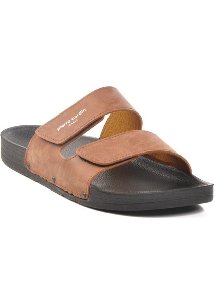 PC-7039 M Büyük Numara Taba Suni Deri Erkek Terlik