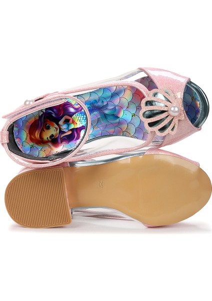 Deniz Kızı Şeffaf Burnu Açık Kız Çocuk Topuklu Abiye Ayakkabı indirimleri