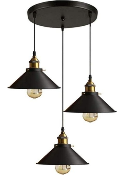 Renkli Metal 3'lü Dekoratif Avize, Şık ve Modern Tasarım