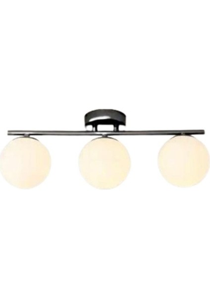 Şık Siyah Opal Camlı Modern Tavan Aydınlatması 3'lü Set