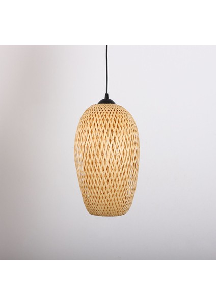 Bej Bambu Avize 23X37 Cm, Şık ve Doğal Aydınlatma Için Ideal.