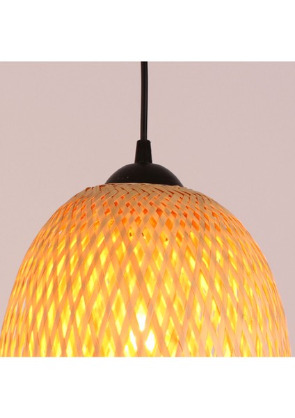 Bej Bambu Avize 23X37 Cm, Şık ve Doğal Aydınlatma Için Ideal.