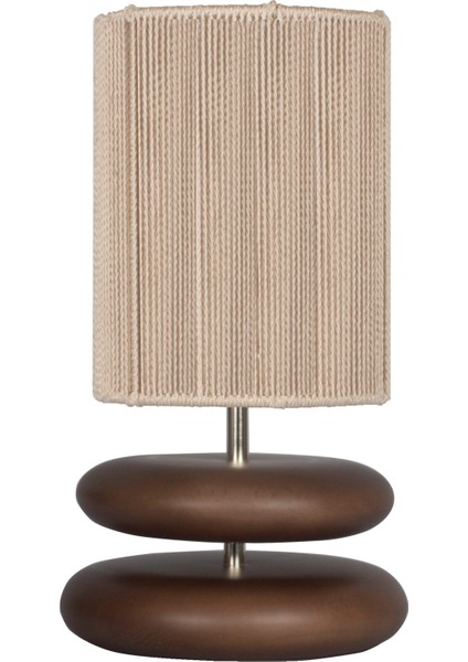 Mono Ceviz Renk Ahşap Kordon Başlıklı Abajur