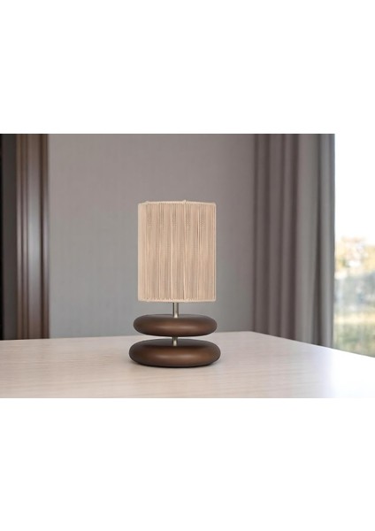 Mono Ceviz Renk Ahşap Kordon Başlıklı Abajur fiyatları