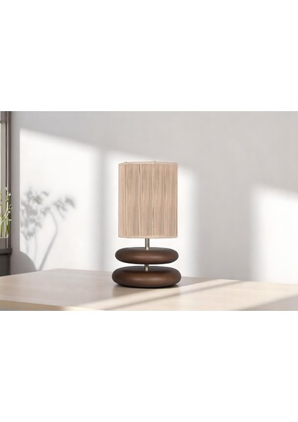 Mono Ceviz Renk Ahşap Kordon Başlıklı Abajur fırsatları