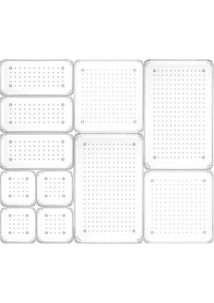 11 Adet Modüler Banyo Makyaj Takı Düzenleyici - Masaüstü Organizer - Mutfak Çekmece Içi Düzenleyici
