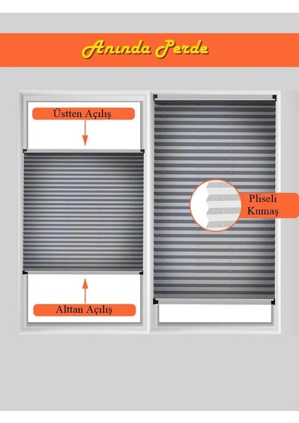 Gri Plise Perde Katlanır Cam Balkon Perdesi - Ofis Perdesi - Mutfak Perdesi fırsatları